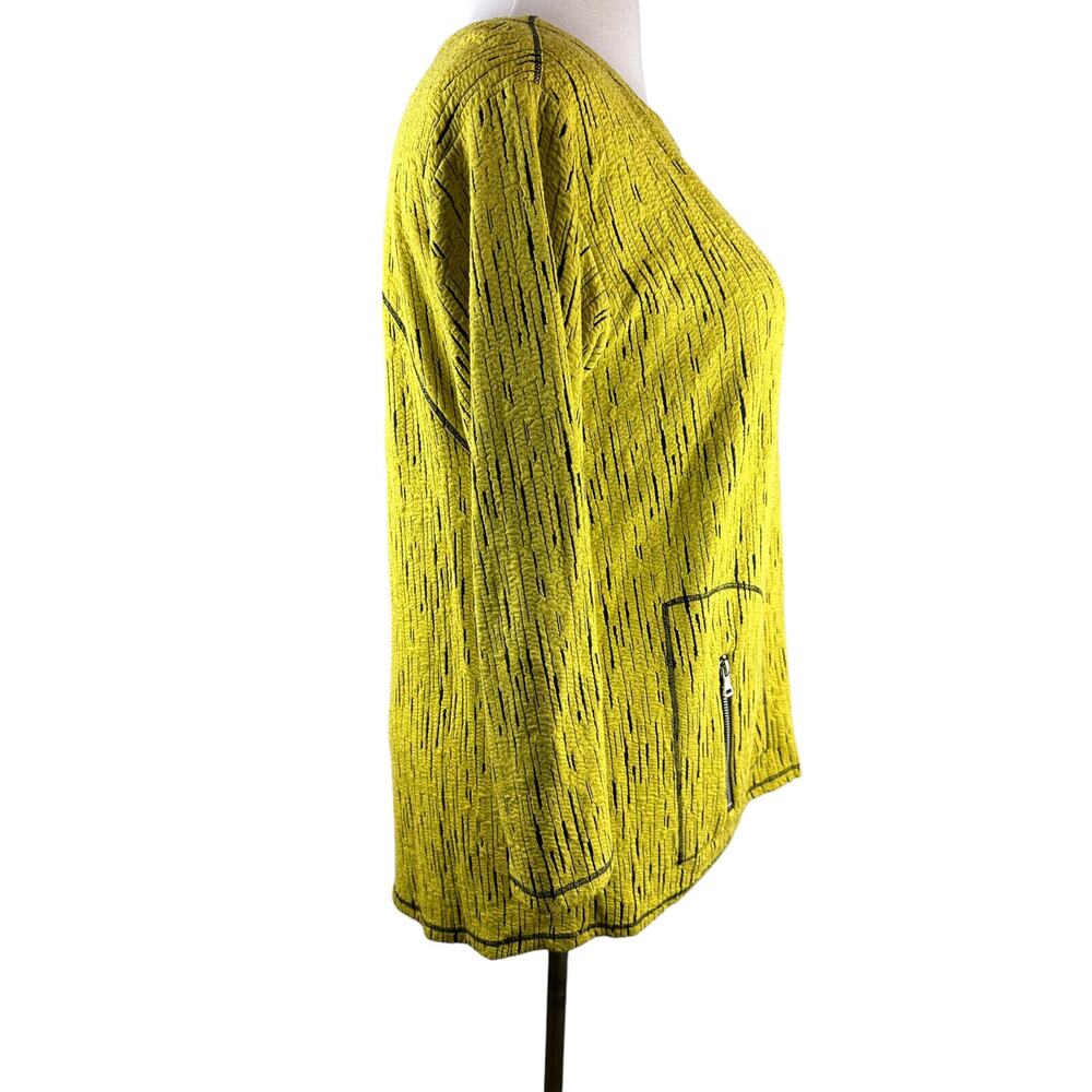 Ali Miles Crinkle Textured Stretch Zippered Pocket Top Large Abstract Artsy - Picture 3 of 10